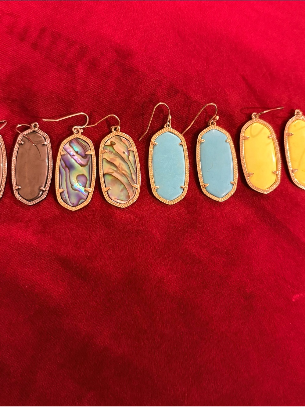 Kendra Scott Gold-Frame Blue and Yellow Oval Drop Earrings